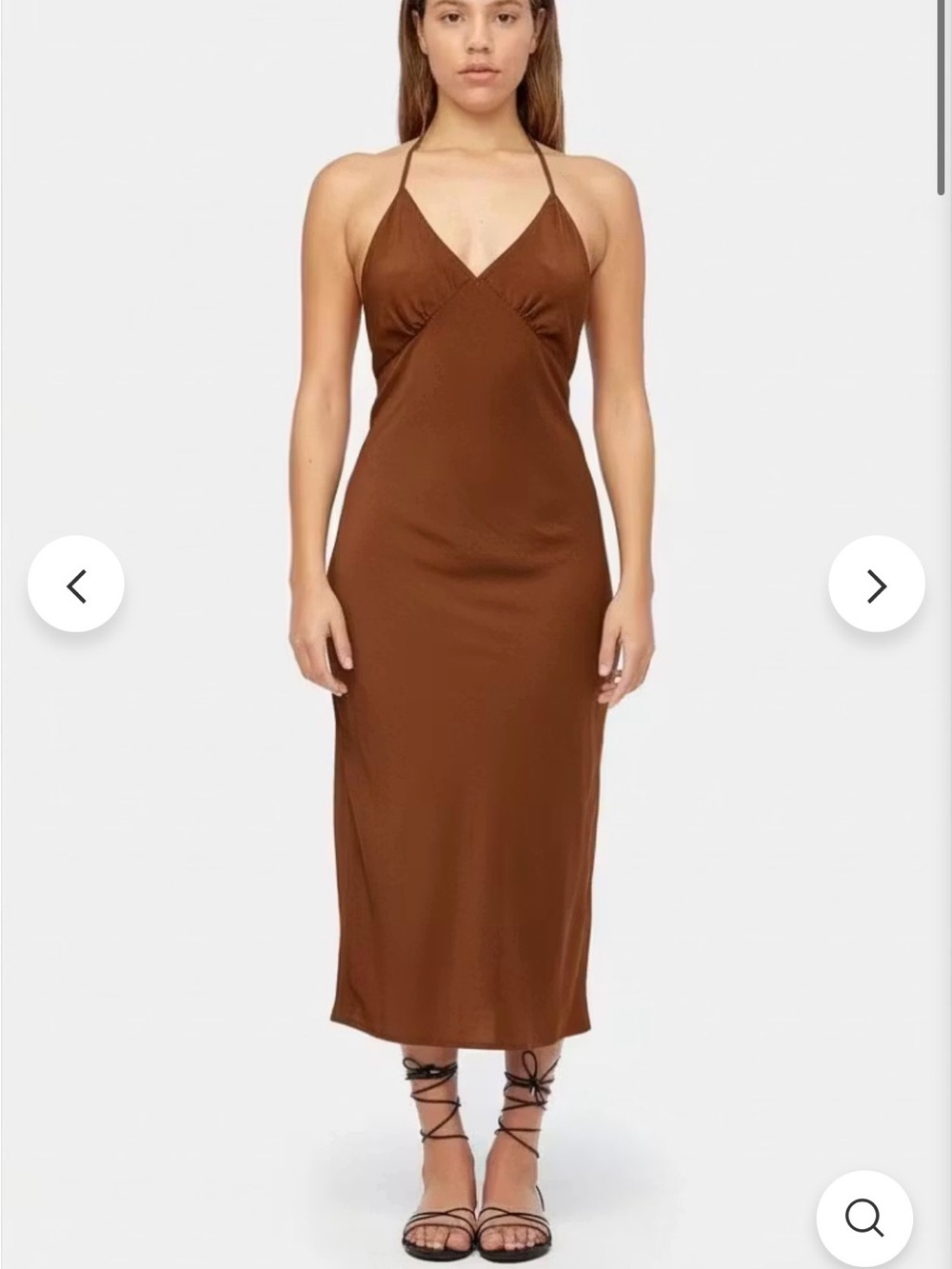 LACAUSA Brown Halter harmony Slip Dress